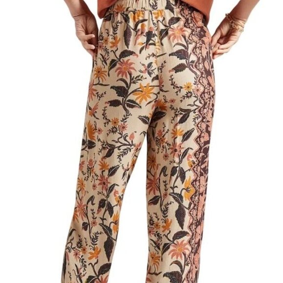 Anthropologie Womens Smocked Balloon Leg Pants Floral Print Size 10 - Picture 2 of 11